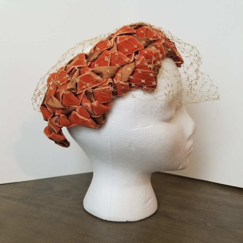 U.S.A. Union Made Orange Vintage Hat with Netting